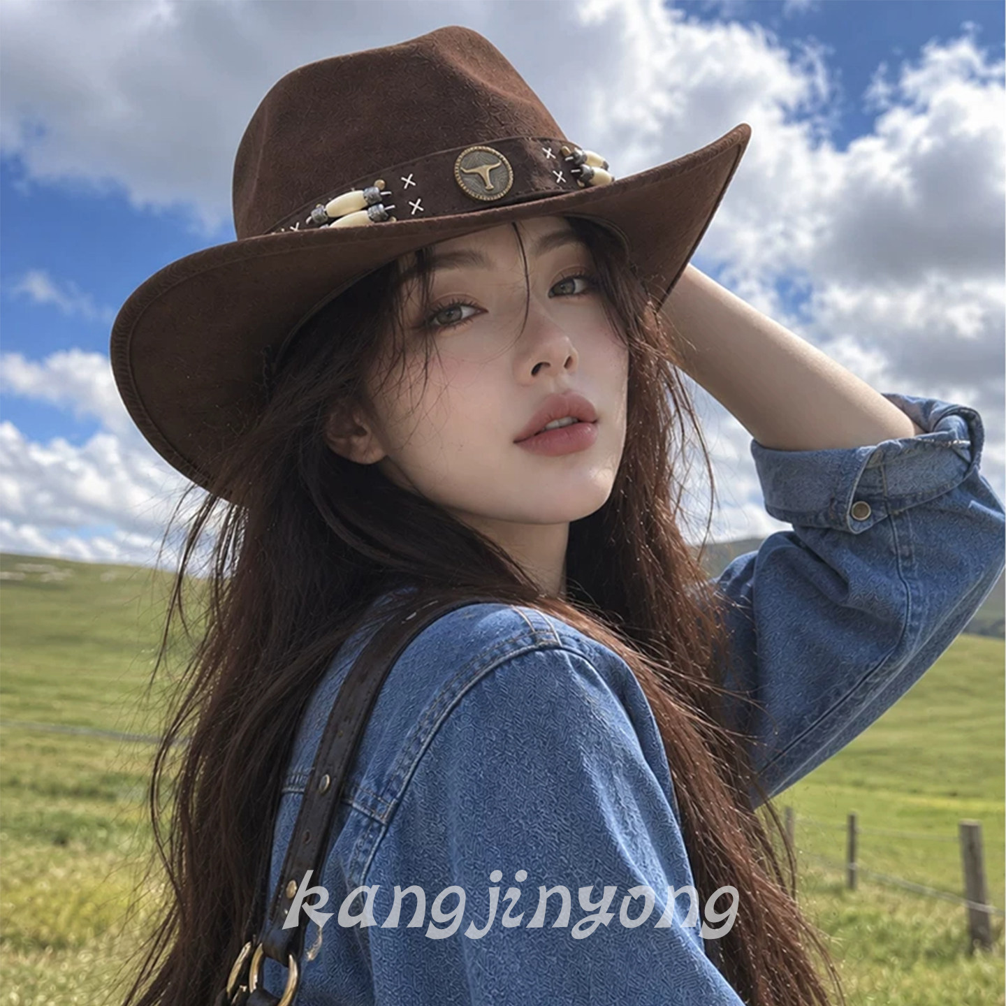 川西旅游西部牛仔帽女西藏新疆