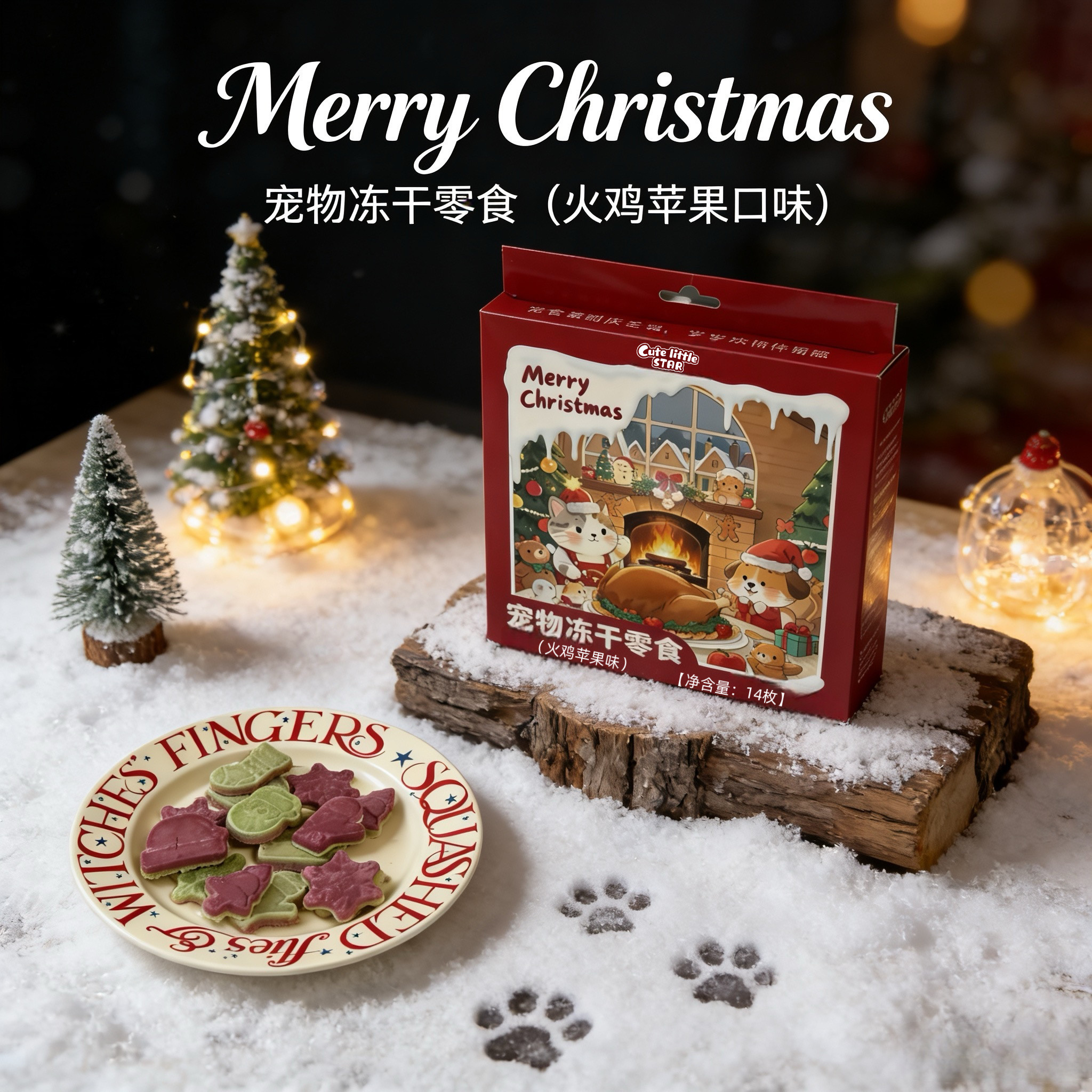 【宠物圣诞礼盒】猫零食营养鸡胸狗饼干