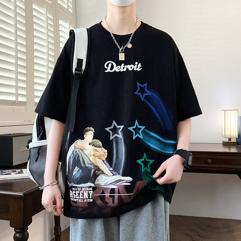 专柜青少年休闲短袖T恤男生夏季新款初中高中生衣服中学生半袖T恤