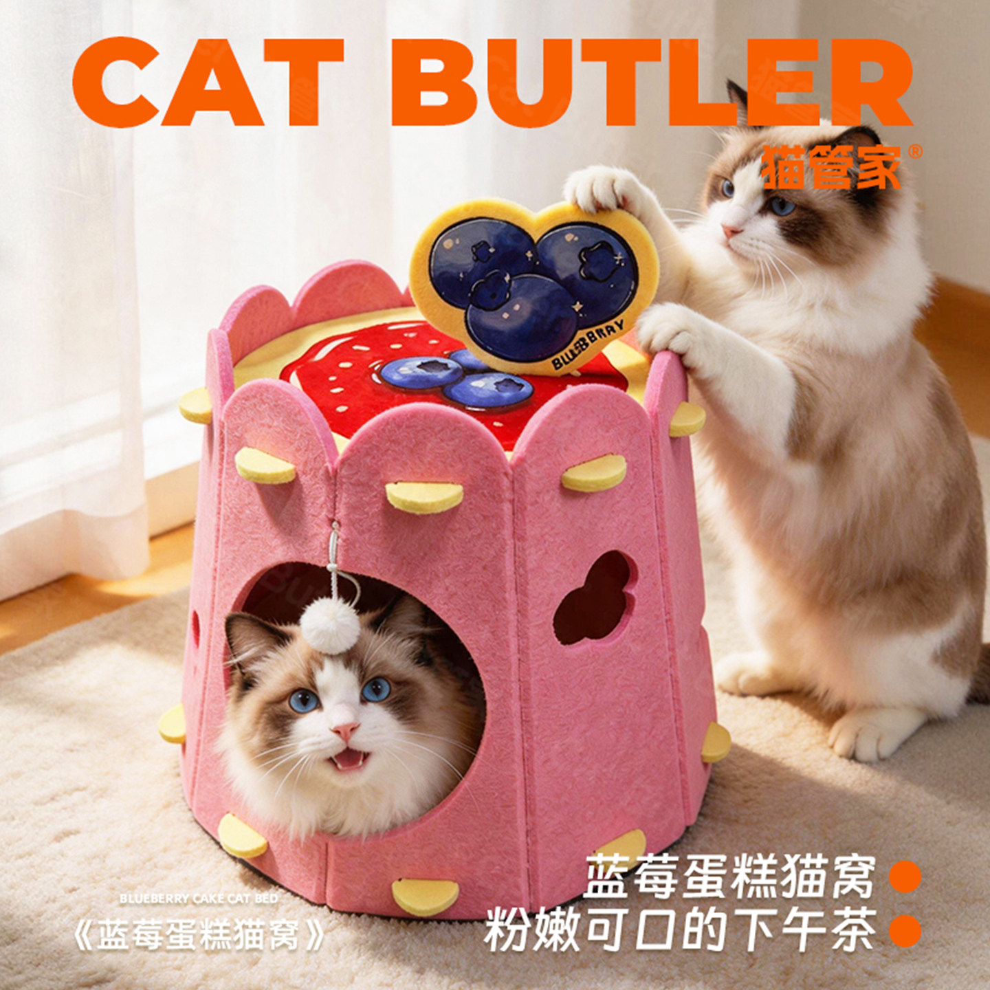 猫窝封闭式狗窝猫窝可爱蛋糕造型毛毡猫窝猫抓板猫咪窝安全感猫窝