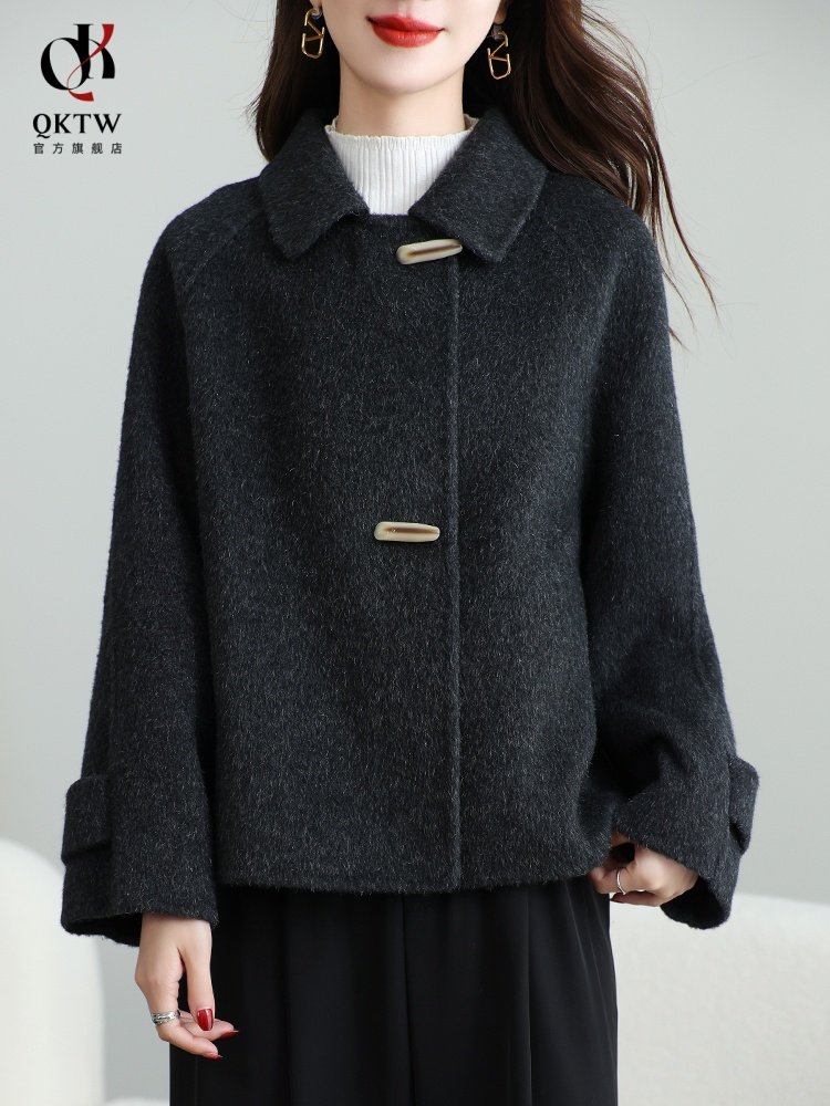 毛呢外套女2025新款冬季中年妈妈高端双面羊毛呢大衣短款气质上衣