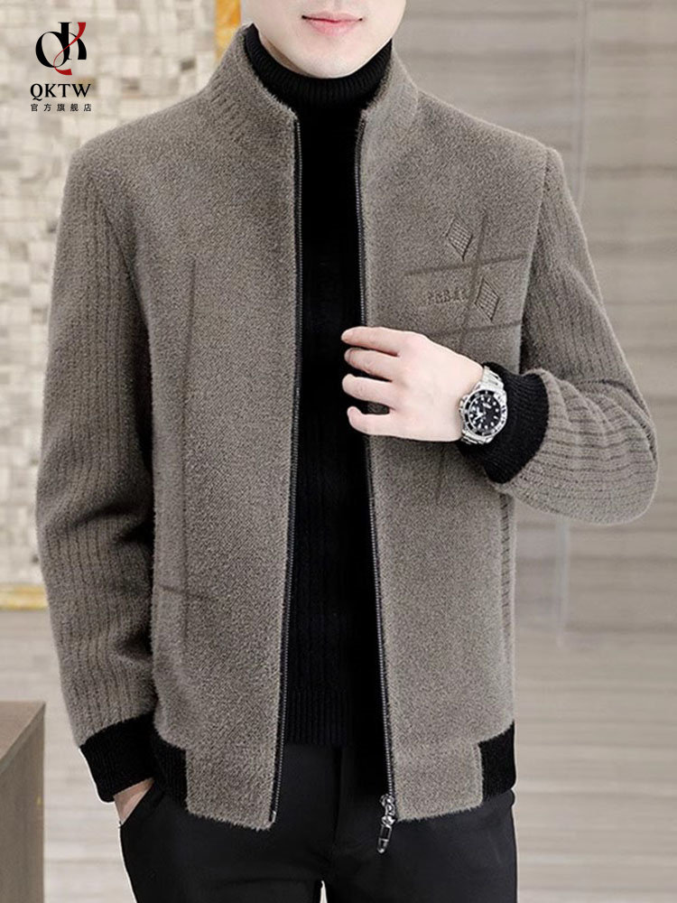 高端加绒外套男士秋冬季2025年新款加厚夹克立领休闲短款百搭上衣