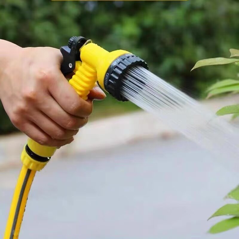 PVC花园水管黄色快接喷射浇水管户外灌溉软管家用园艺浇花管