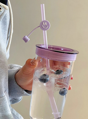 COMIKA口咔吸管气泡杯女生高颜值水杯塑料杯ins便携式高档果花茶