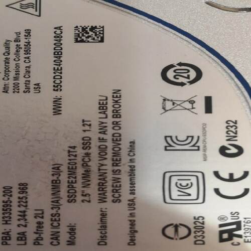 英特尔InteI  DSD  DC  P3600  Seri