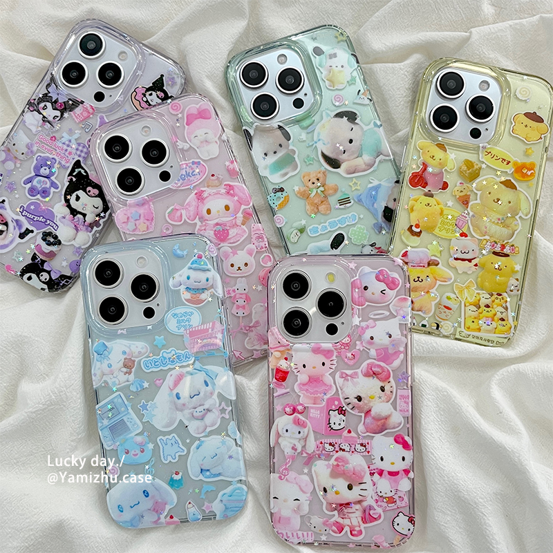 可爱网红卡通三丽鸥适用苹果16手机壳情侣网红iPhone14pro小众16PRO新款女款13硅胶15ProMax防摔双层全包软壳