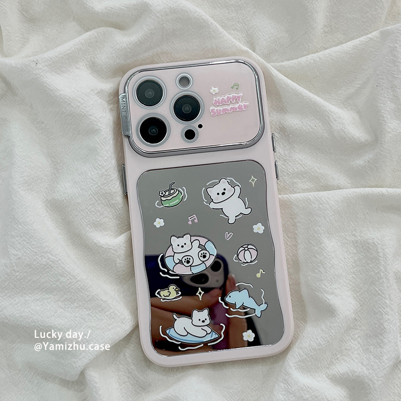 可爱镜面卡通小狗适用苹果16手机壳创意iPhone14pro小众网红16PRO新款女款13硅胶15ProMax防摔全包保护套软壳