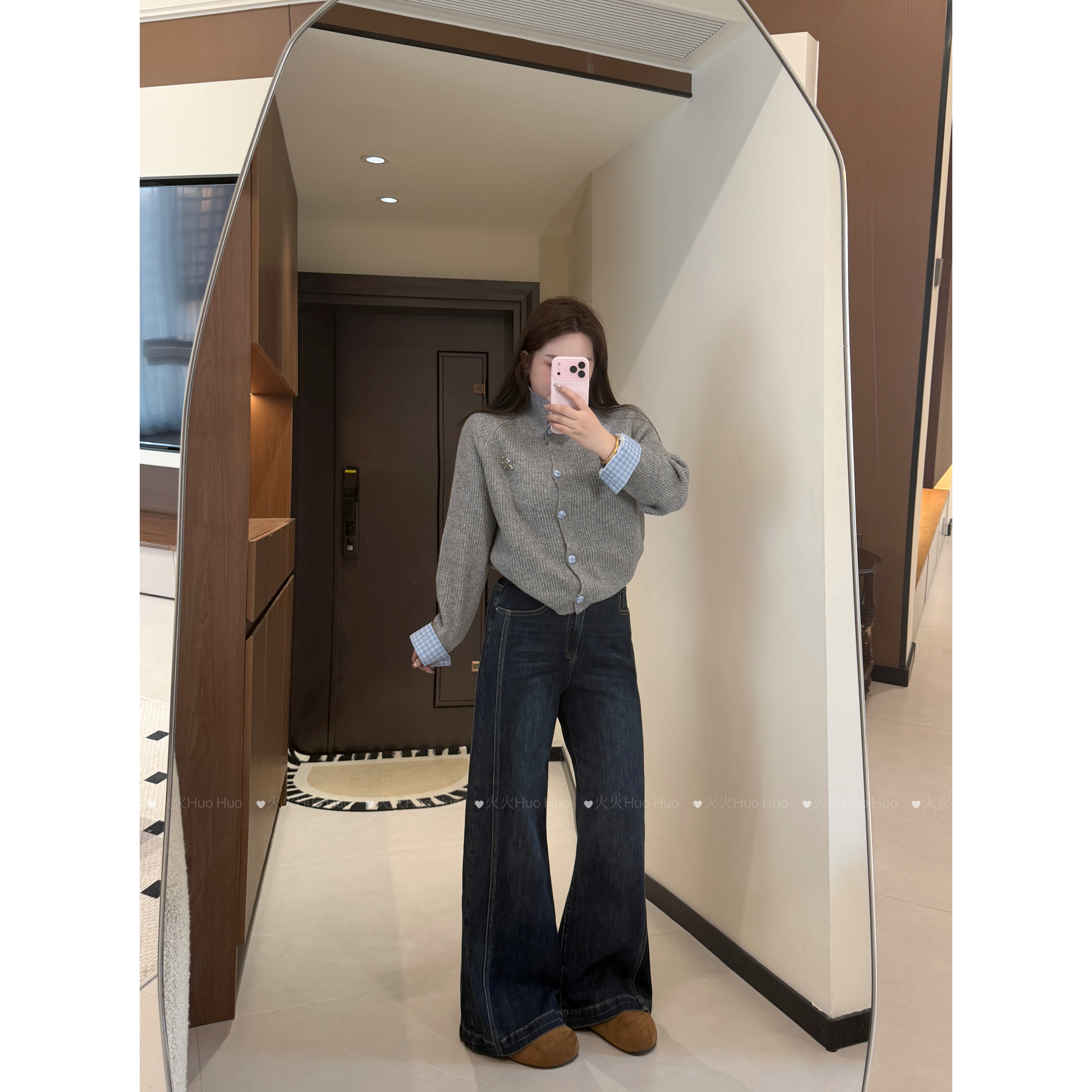 火火牛仔裤宽松显瘦微喇裤