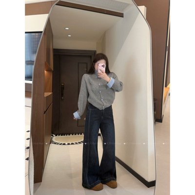 火火牛仔裤宽松显瘦微喇裤