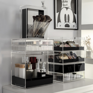 京极尼压克力化妆品收纳盒高级感化妆台桌面防尘护肤品抽屉式盒子