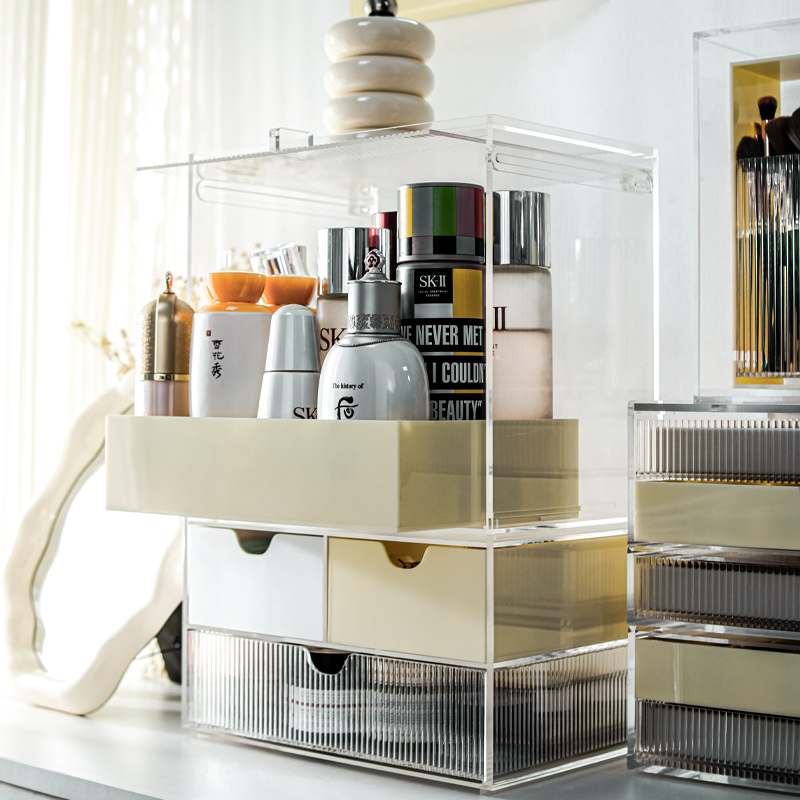 防尘抽屉式亚克力护肤柜收纳箱