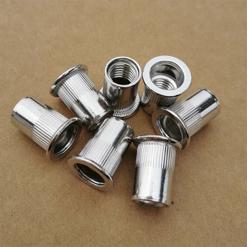 200pcs不锈钢拉铆螺母 平头竖纹带齿圆柱拉铆螺帽拉毛铝铆钉拉钉