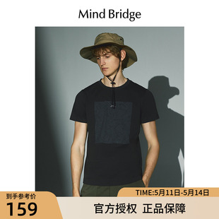 T恤夏季 条纹印花短袖 圆领上衣 MindBridge百家好2023新款 男士