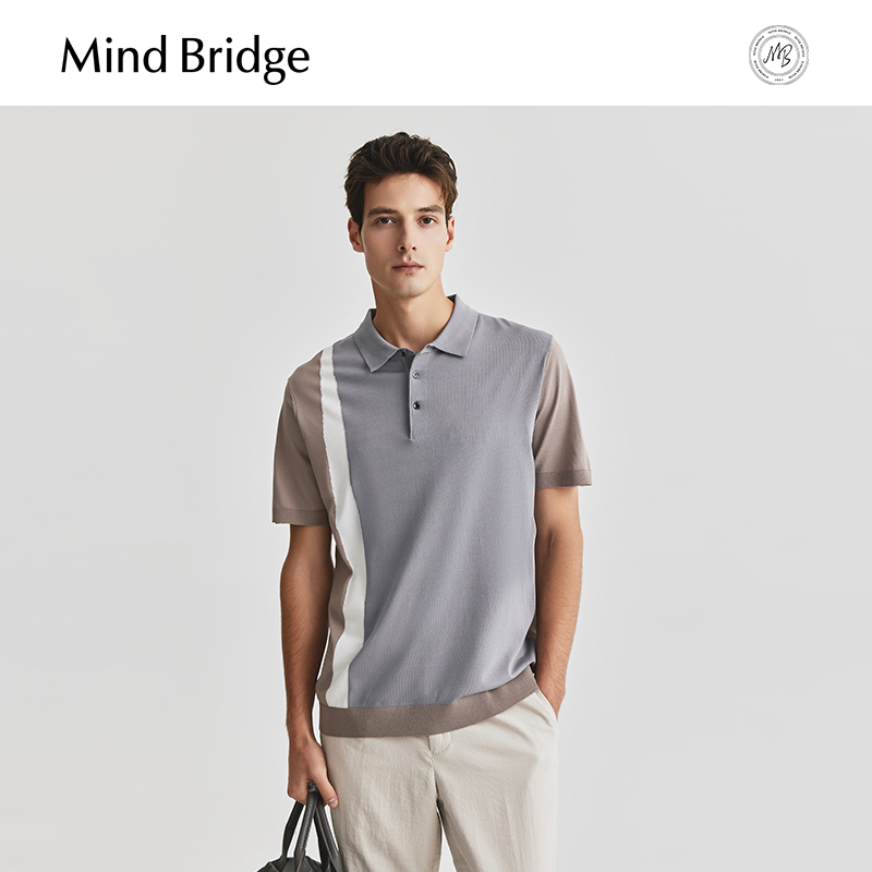 MB MindBridge夏季设计感polo衫男士复古短袖2025新款通勤半截袖