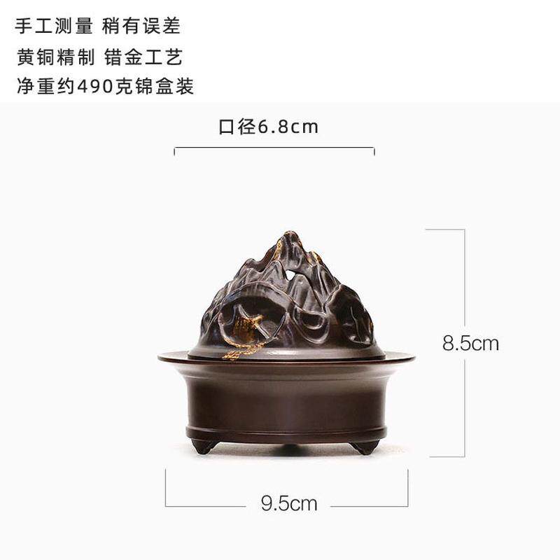 仿古三足错金铜博山炉《铜炉》家用室内沉檀香炉禅意茶道香篆望岳