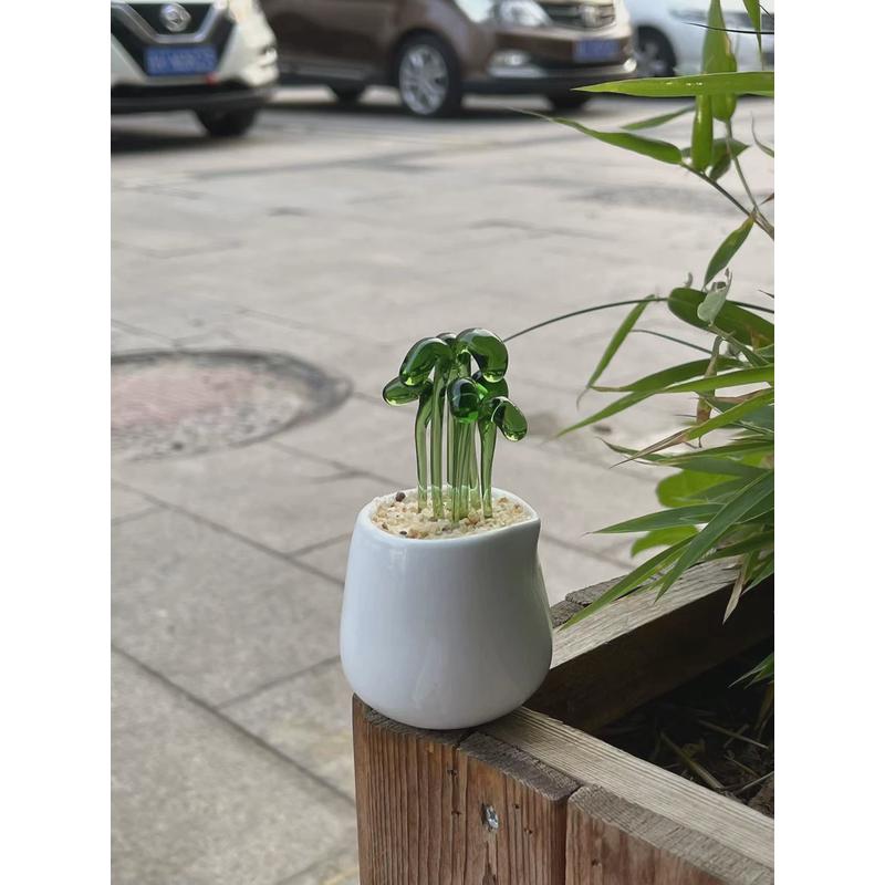 淄博琉璃摆件博山多肉豆芽盆栽仙人掌铃兰花植物水晶玻璃创意