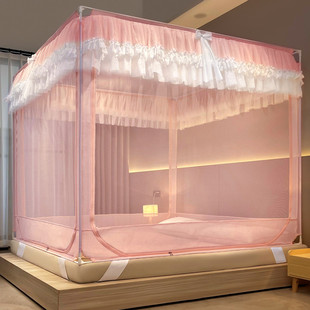 一米八的床蚊帐蒙古包蚊帐三门全包底文章加密加厚新型防掉床纹帐