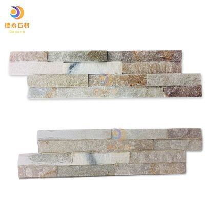 天然文化暖色美式石系庭院别墅碎拼石材装饰室外墙瓷砖电视背景墙