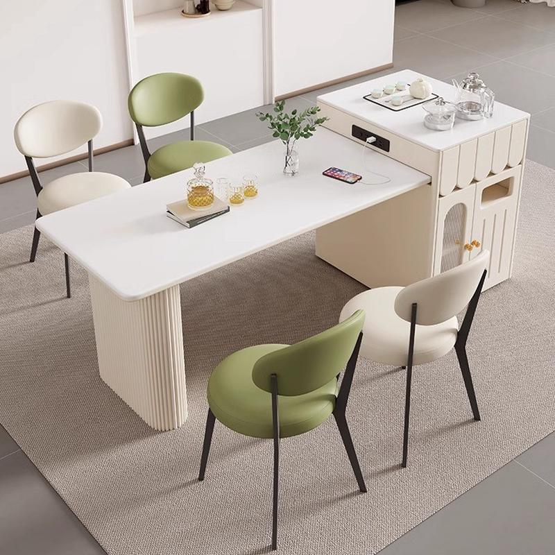 奶油风岛台餐桌一体可简约多功能岩板岛台伸缩家用厨房导台吧台桌