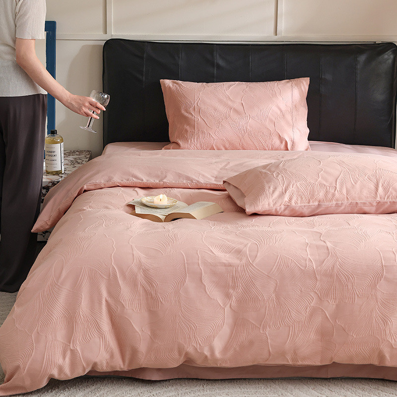 a类100s全棉加厚四件套秋冬款磨毛长绒棉被套高级感床上用品套件