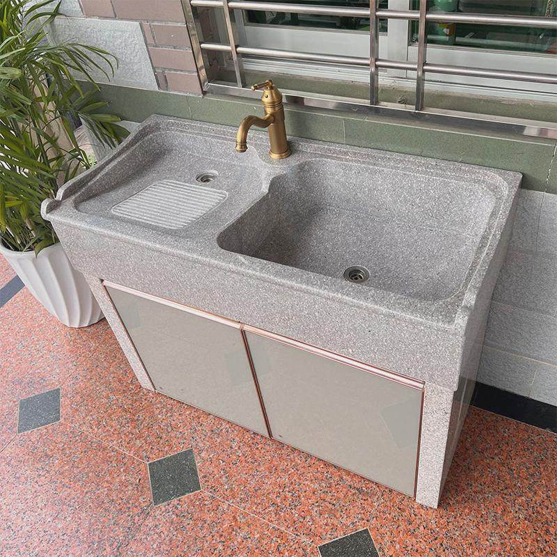 阳台石头洗衣槽水池大理石一体洗衣池户外石材整石台盆带搓衣板