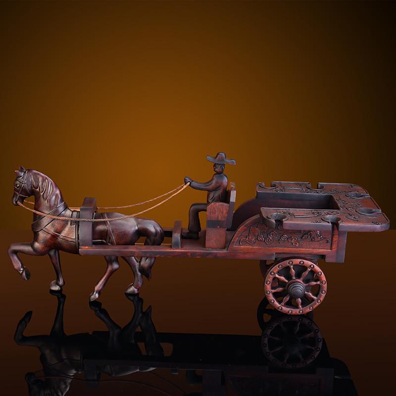 厂家直供烫蜡牌红木立体单瓶马车红酒架花梨木酒神杯架b168-14