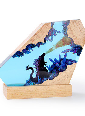 外贸创意哥斯拉城市大战系列小朋友送礼夜灯工艺品环氧树脂摆件