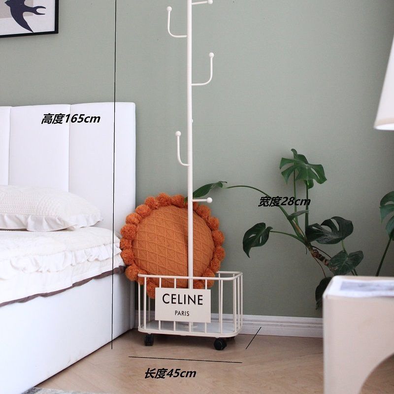 卧室简易可移动落地挂衣架小户型收纳篮浴室脏衣蓝轻奢小型衣帽架