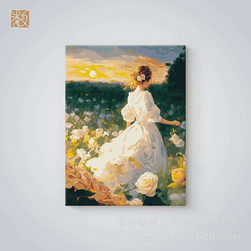 di数字油画手工油画手绘填色客厅装饰画培养摆件装饰画4560带内框