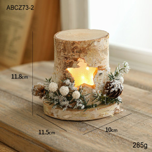 圣诞装饰台灯小木质树屋创意灯具场景氛围灯饰带led发光摆件灯台