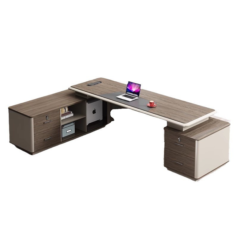 哇噢奶油风书桌极简现办公桌高档极简轻奢烤漆经理桌桌椅组合家具