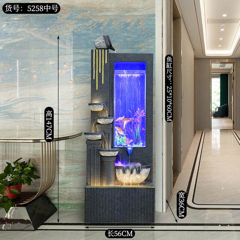 大型欧式水幕墙流水摆件户外庭院落地鱼缸招财水景装饰品