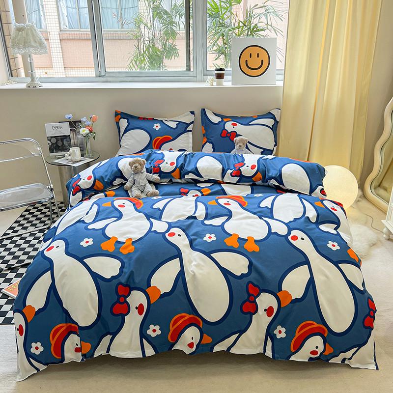 四件套全棉床单被罩被子床上用品水洗棉被套单人学生宿舍三件