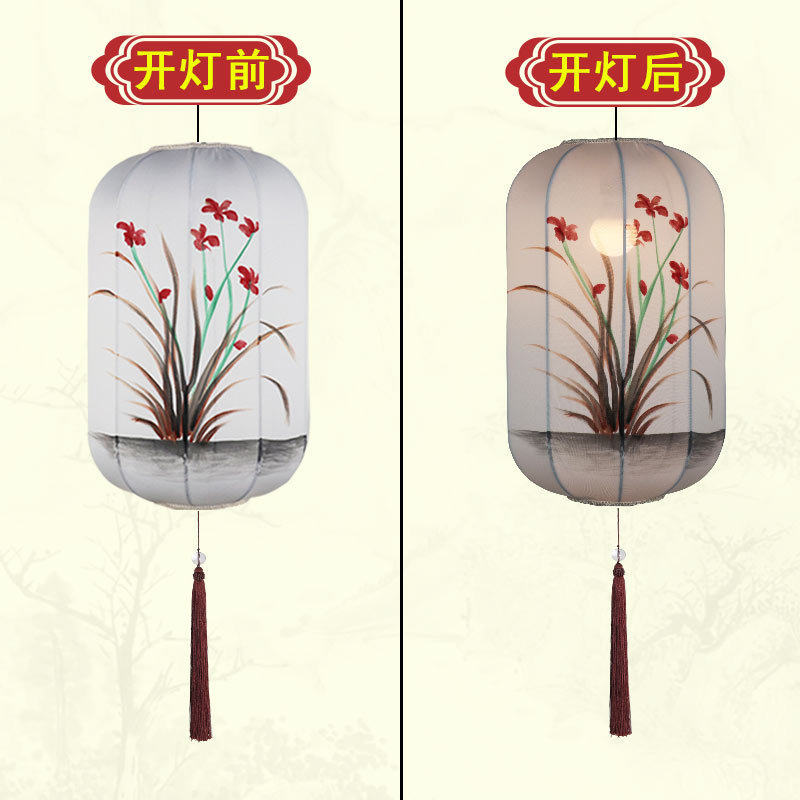 现货中式布艺手绘冬瓜灯笼茶楼茶室火锅店餐厅过道走廊古灯笼