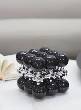 热销现代简约几何立方体珠点圆球艺术摆件客厅卧室玄关酒店家居装