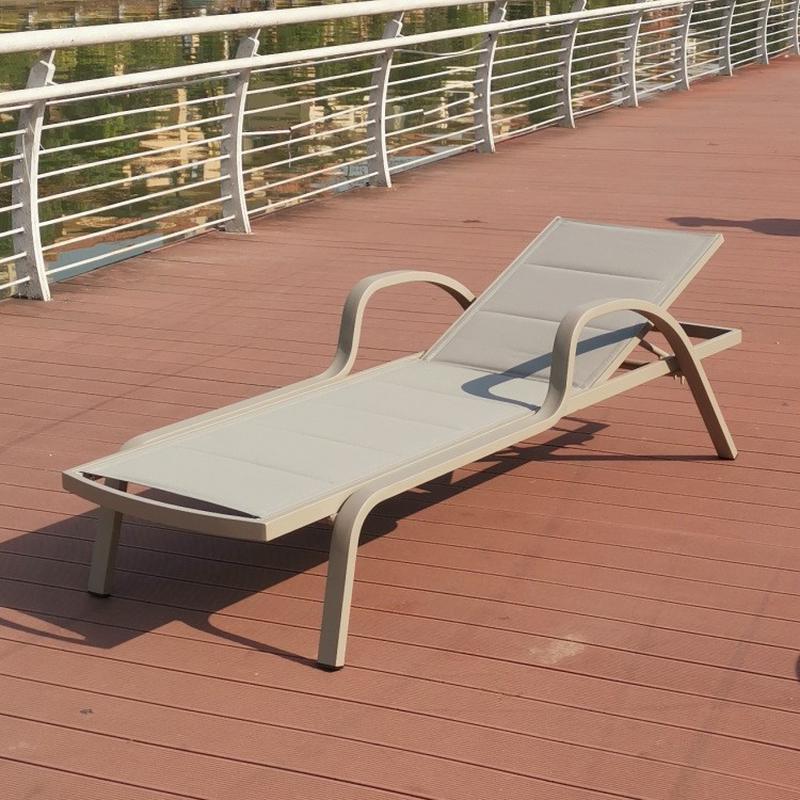 户外躺床室外沙滩椅防水防晒别墅游泳池休闲铝合金折叠泳池躺椅