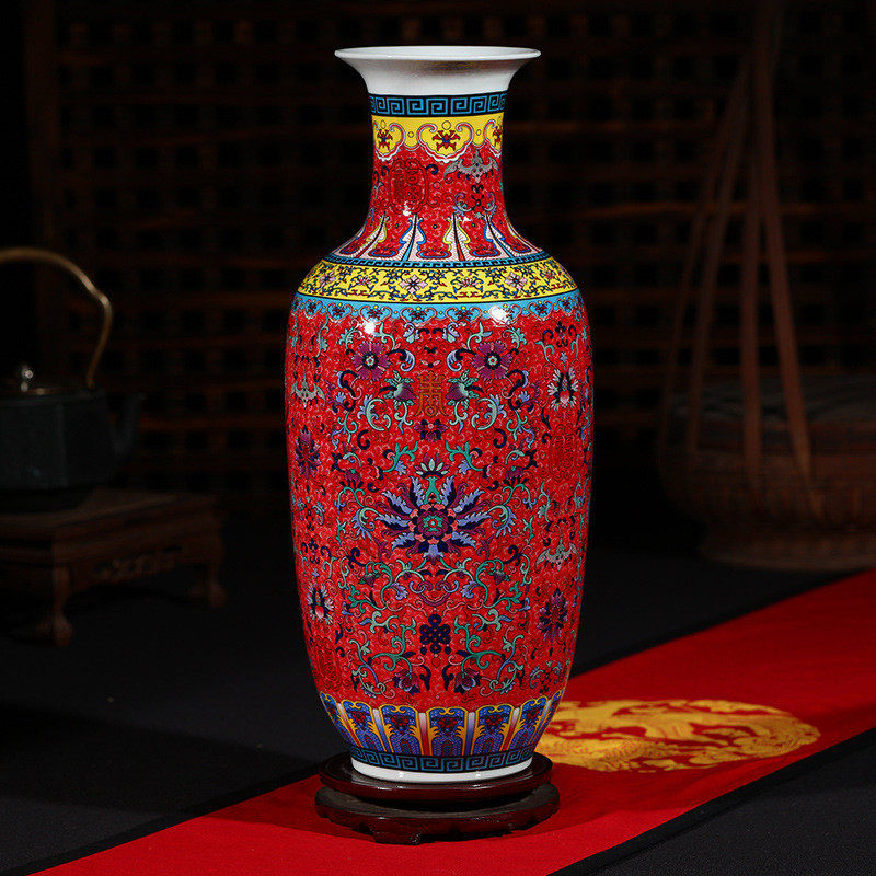 景德镇陶瓷器落地大花瓶插花简欧式客厅现代简约装饰品工艺品摆件