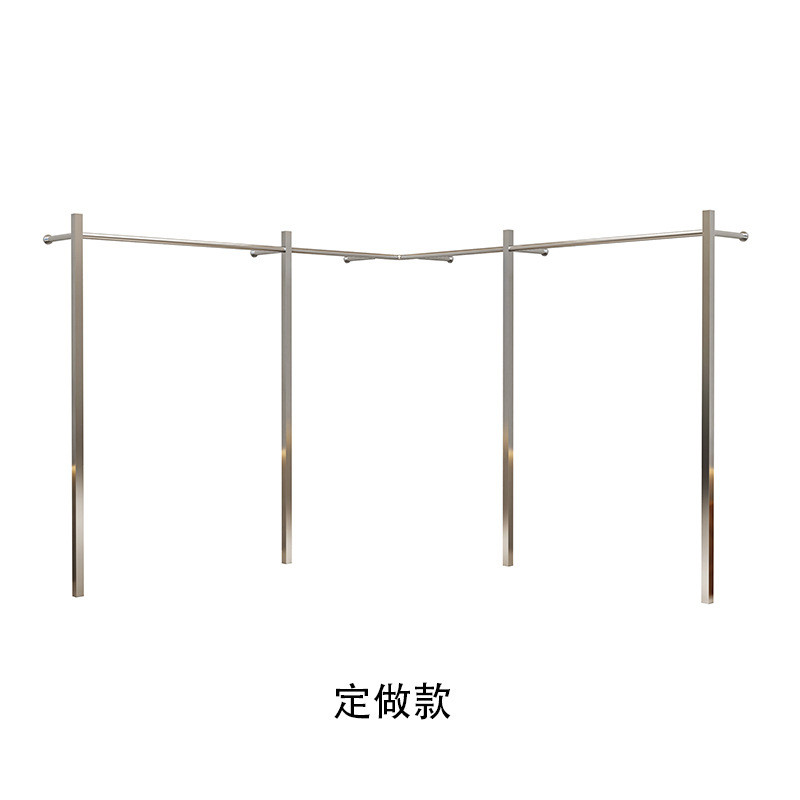 服装店展示架上墙挂衣杆不锈钢银色靠墙货架女装店壁挂式落地衣架