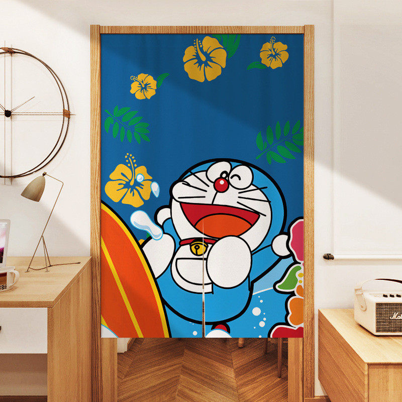 机器猫可爱卡通半帘卧室门帘儿童房布艺厨房遮挡帘免打孔隔断帘子,居家布艺,成品窗帘,淘宝优惠券,粉丝福利购,淘宝优惠卷