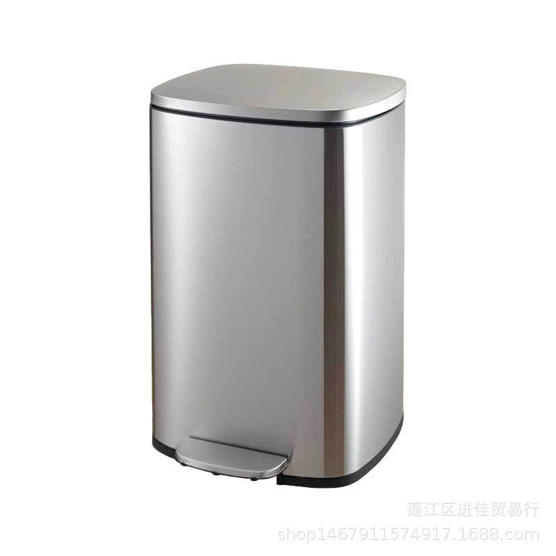 大容量50l方形脚踏不锈钢垃圾桶客厅厨房饭堂酒店带盖