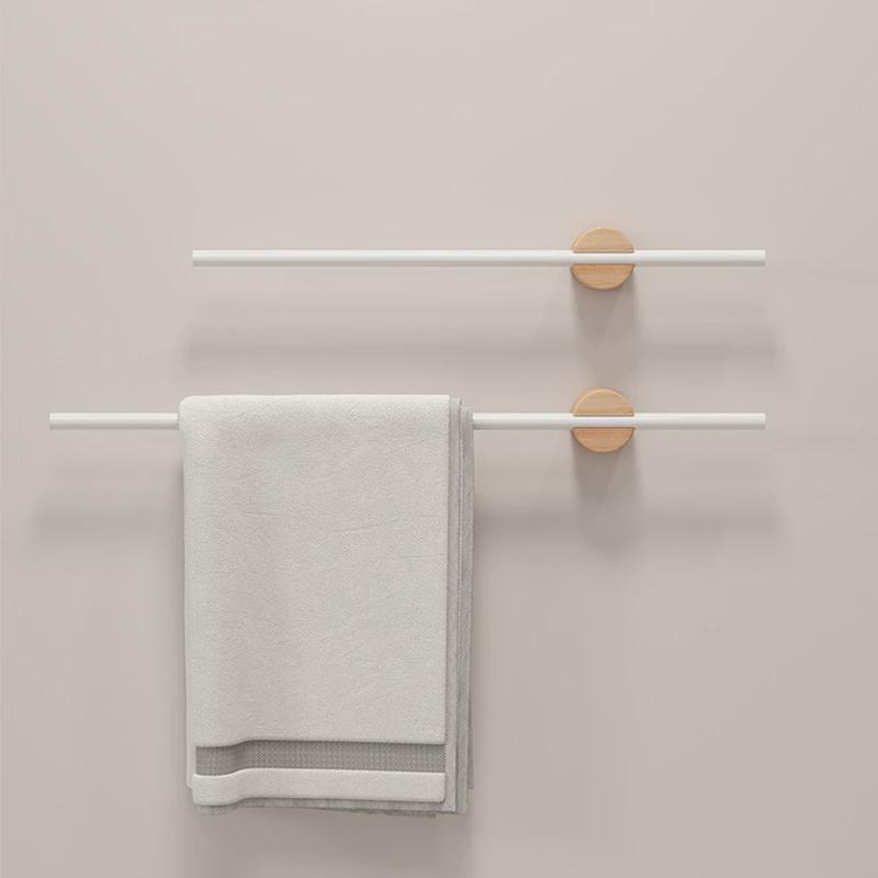 胡桃木毛巾架免打孔卫生间浴室毛巾挂杆置物架厕所洗手间挂架轻奢