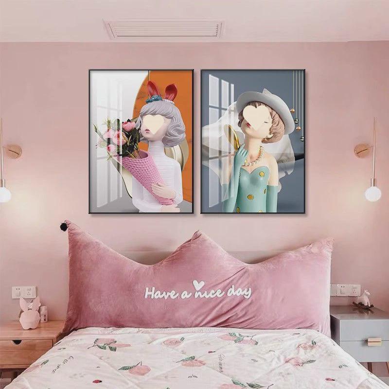 zy儿童房装饰画温馨房间布置挂画少女卧室画床头背景墙画女孩墙壁