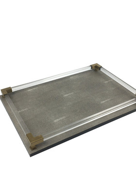 美式鱼纹金属托盘家装饰品长方形亚克力接管银色魔鬼家居装饰摆件