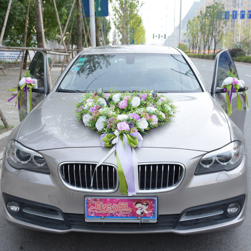 永恒天使d621婚车装扮婚庆用品工厂尤加利玫瑰婚车大爱心实价