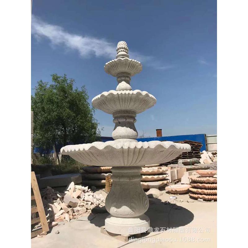 石雕园林户外庭院流水景观喷泉欧式水钵鱼池石材水系大型摆件