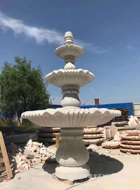 石雕园林户外庭院流水景观喷泉欧式水钵鱼池石材水系大型摆件