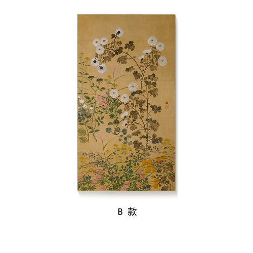 繁花似锦小众玄关挂画花卉艺术中古现代侘寂风客厅装饰画餐厅壁画