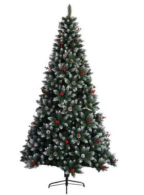 外贸热销圣诞节果圣诞树尖头喷白松装饰圣诞树180cm仿真pvc圣诞树