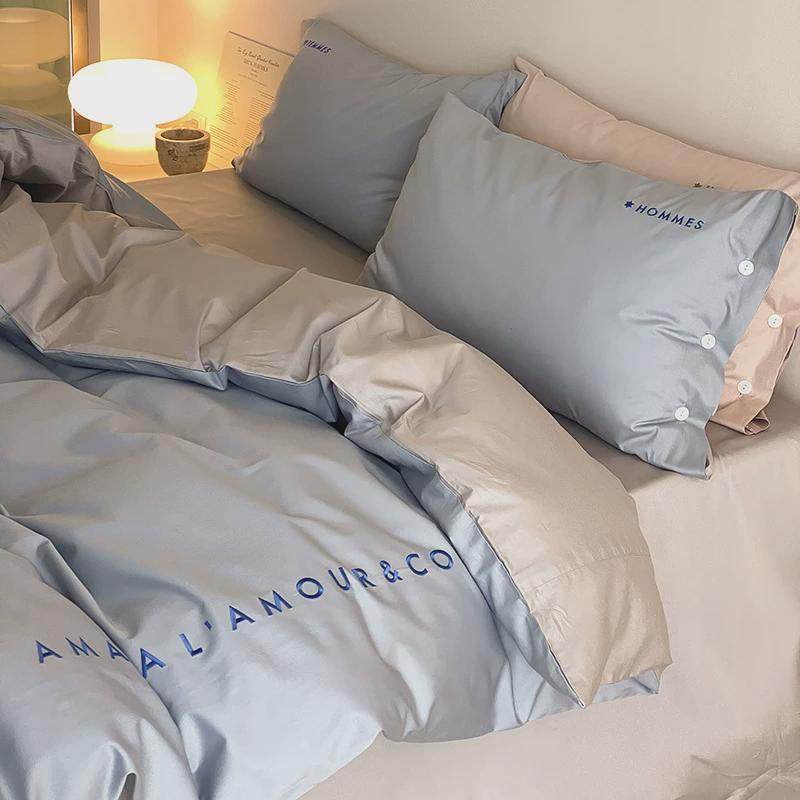 轻奢床上用品100支长绒棉四件套全棉简约刺绣被套裸睡床单风四季,床上用品,床品套件/四件套/多件套,淘宝优惠券,粉丝福利购,淘宝优惠卷