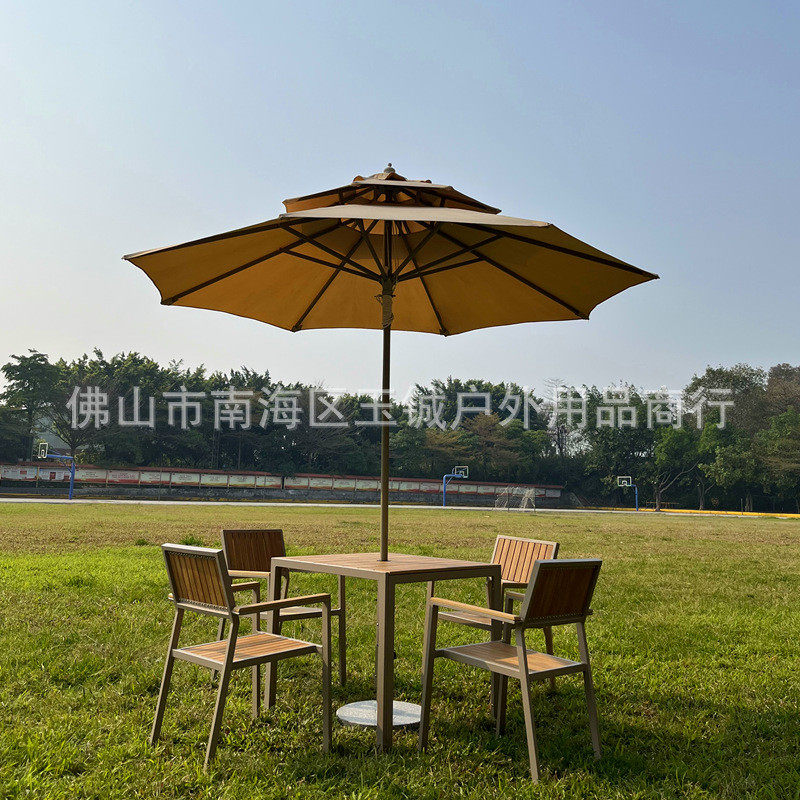 户外双层伞圆形遮阳伞可配桌椅酒店花园阳台露台透气双顶太阳伞